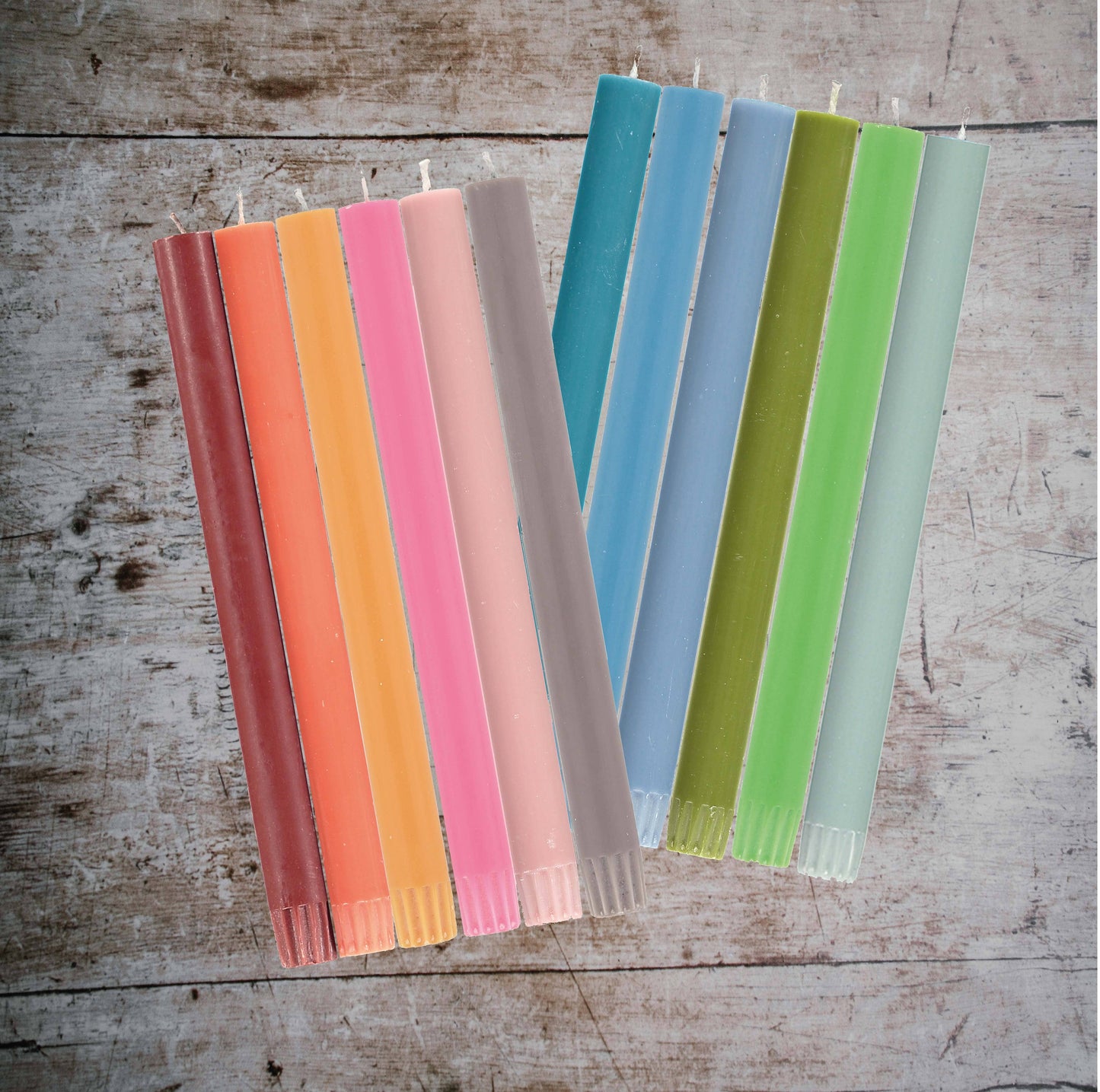 Mixed Set Cool Rainbow Eco Dinner Candles, 6 per pack
