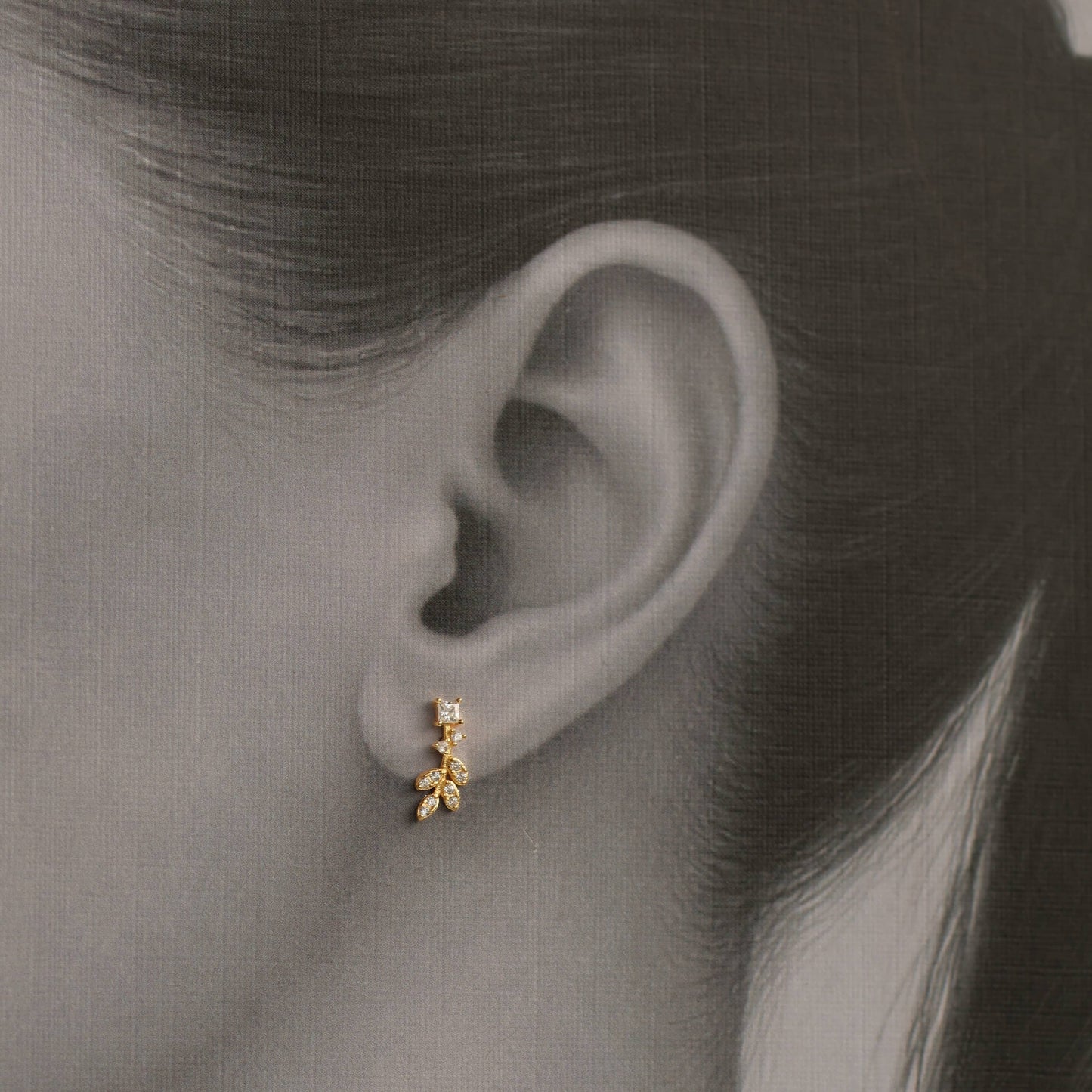 Crystal Feather Stud Earrings
