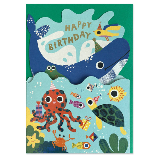 Happy Birthday - Have a whale-y good day children's fold out card