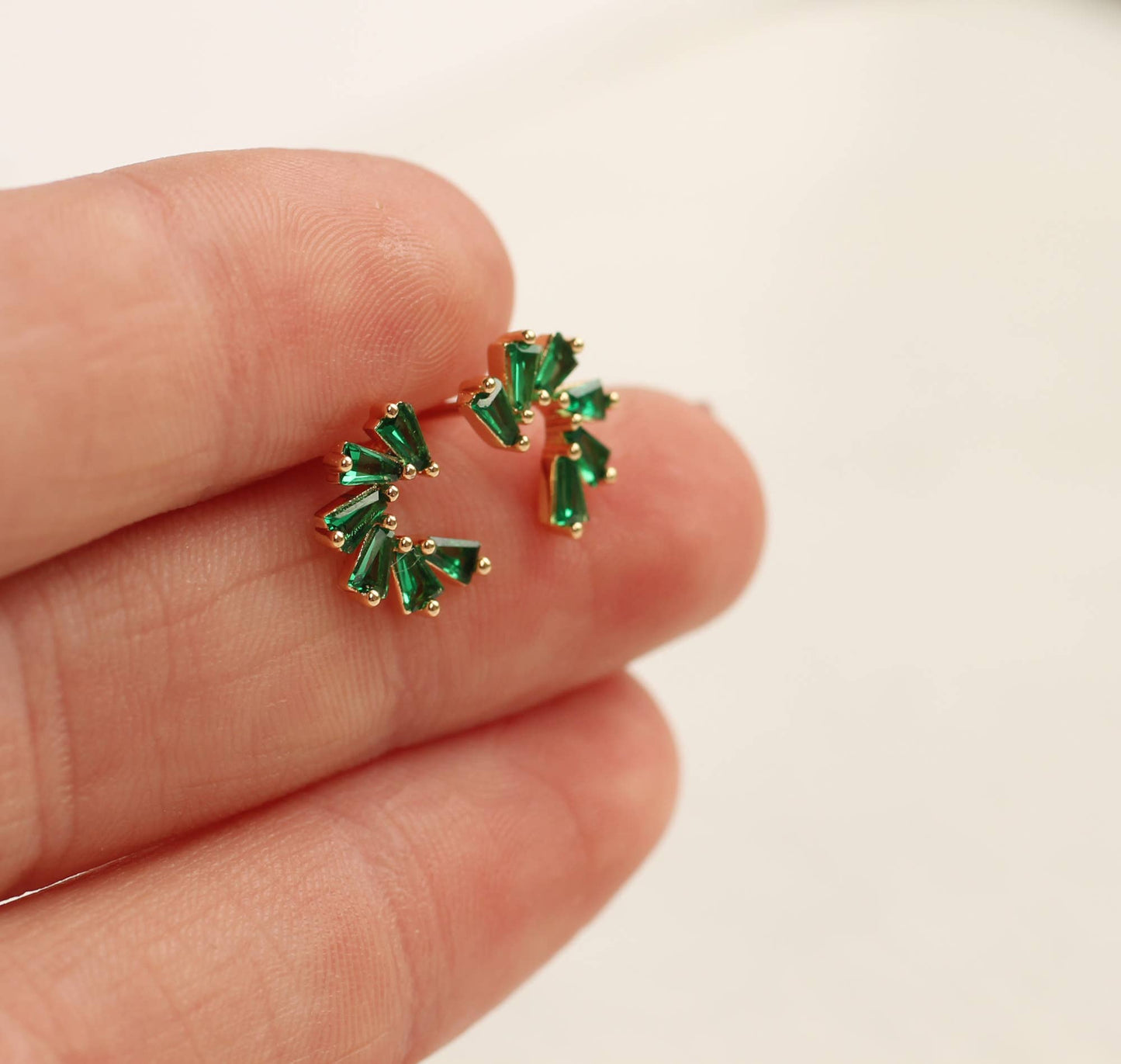 Emerald Green Sterling Silver Pinwheel Stud Earrings