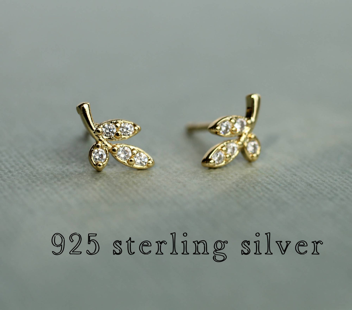 Leaf Petal Sterling Silver Stud Earrings