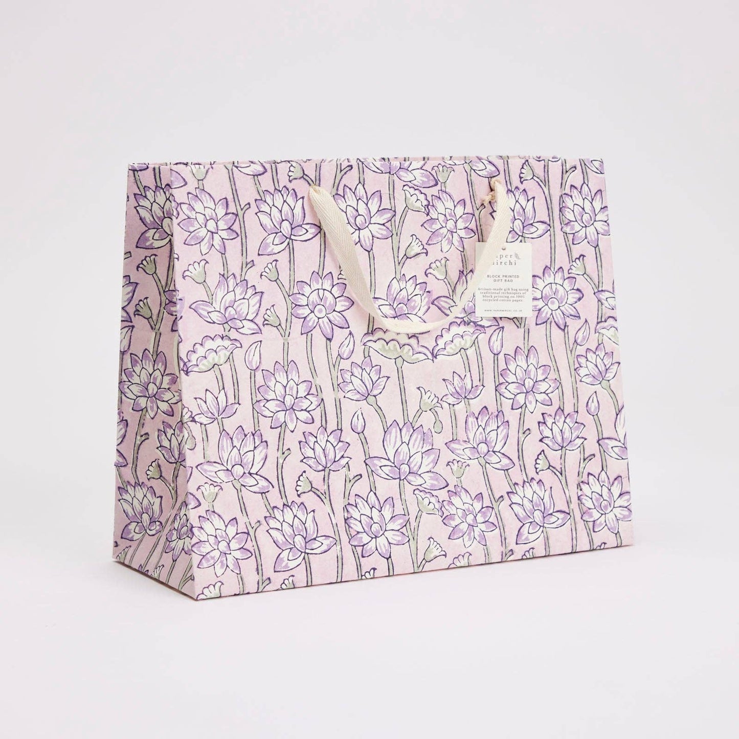 Hand Block Printed Gift Bags (Large) - Lavender