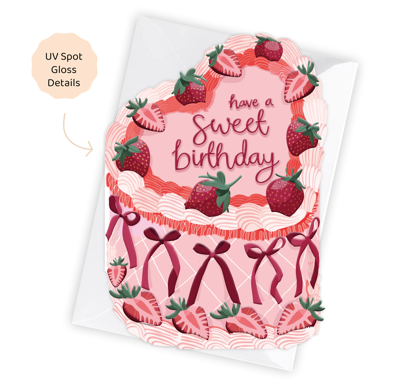 Sweet Birthday - Strawberry Birthday Cake Shaped Card