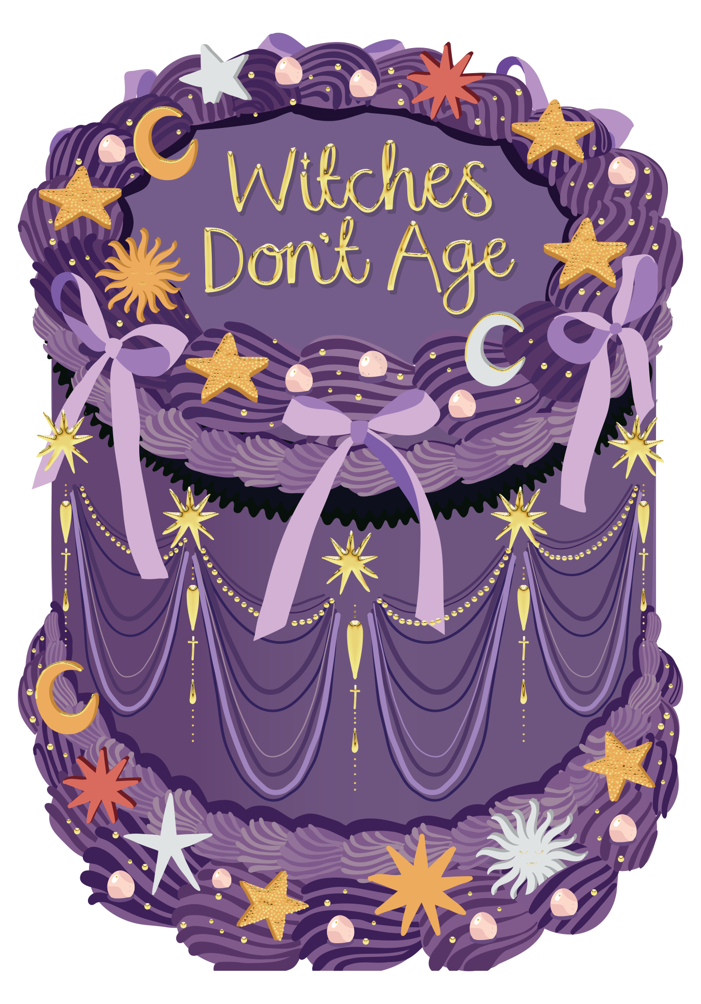 Witches Don't Age - Birthday Cake Shaped Greeting Card