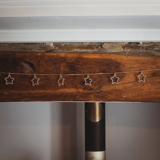 Silver Glass Beaded Star Garland