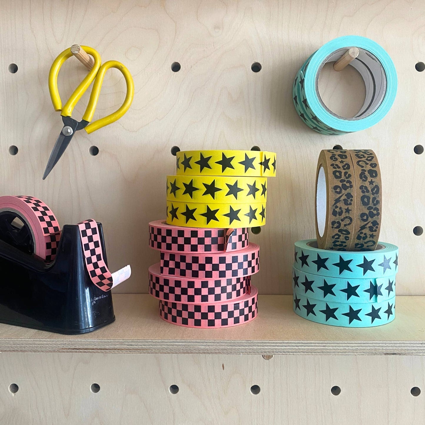 Eco Paper Adhesive Tape | 50m | Rose Pink Chequer