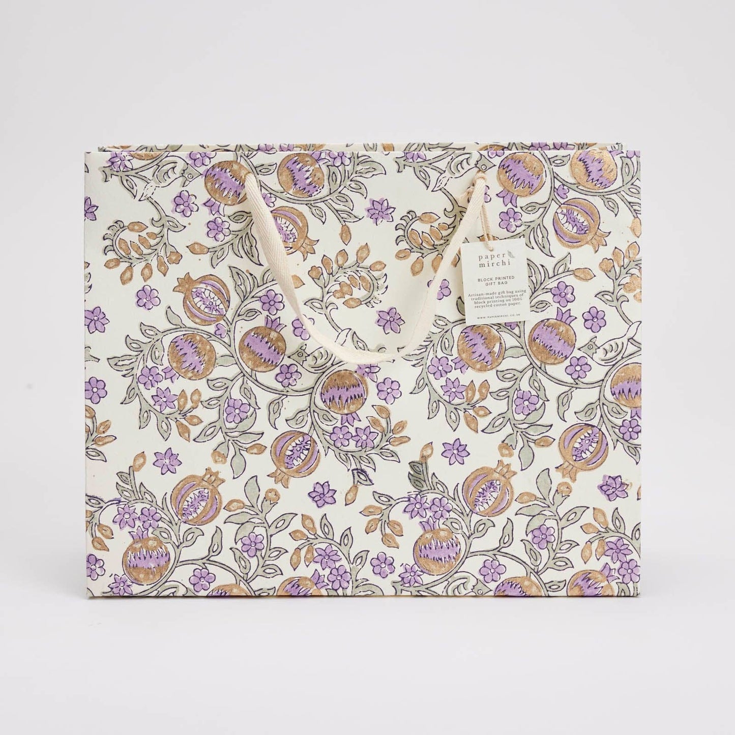 Hand Block Printed Gift Bags (Large) - Lavender