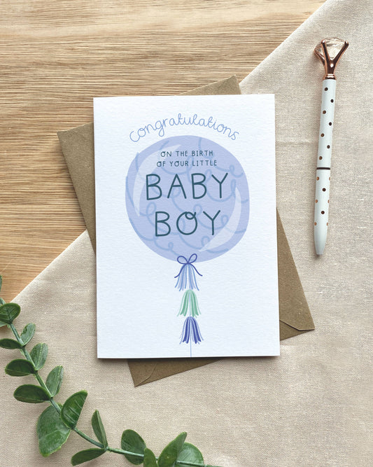 Baby Boy Balloon – New Baby Card