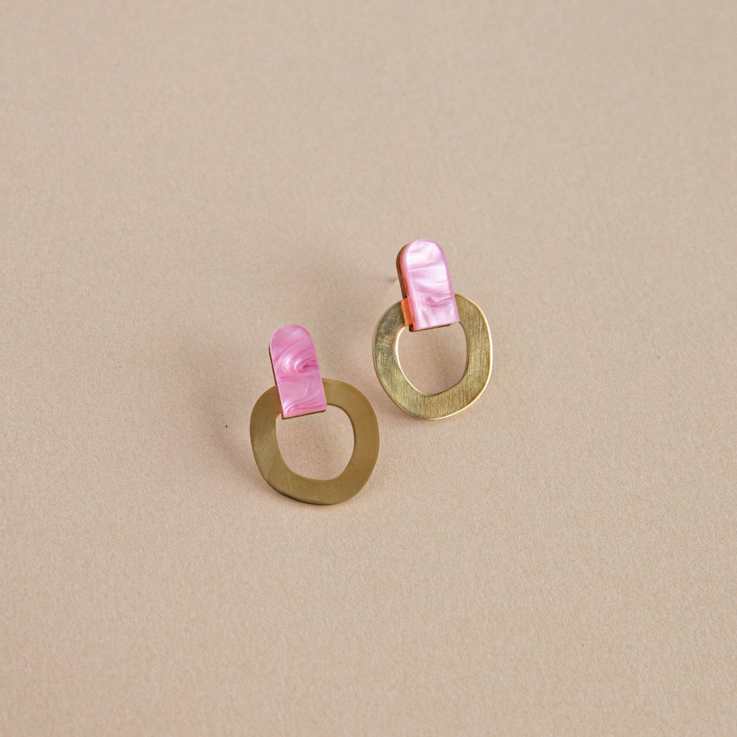 Around Brass Stud Earrings, Mothers Day