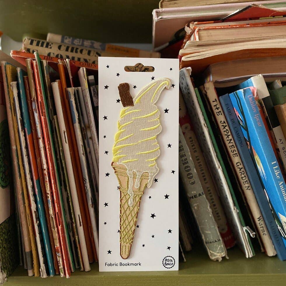 Ice Cream Cone Embroidered Fabric Bookmark
