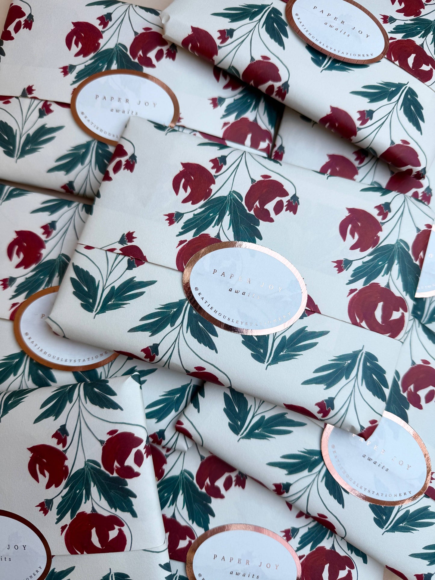 ROSE BOTANICAL LUXURY GIFT WRAP PATTERNED PAPERS VALENTINES