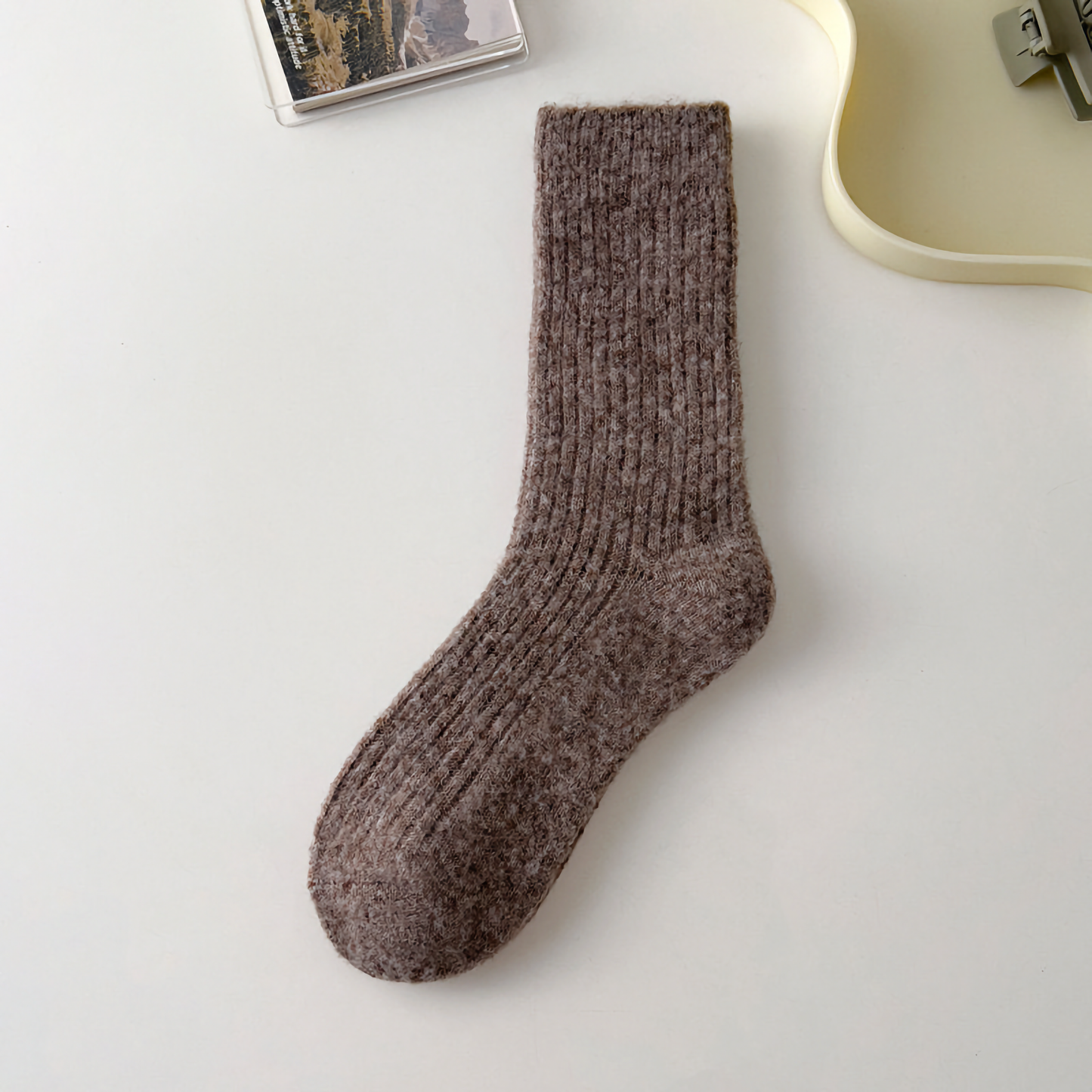Solid Cashmere Warm Socks & Striped Wool Socks for Winter