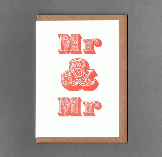Mr & Mr Orange. Letterpress Greeting Card. Wedding