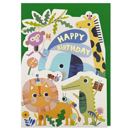 'Happy Birthday - Have a roaring day' children's fold-out birthday card