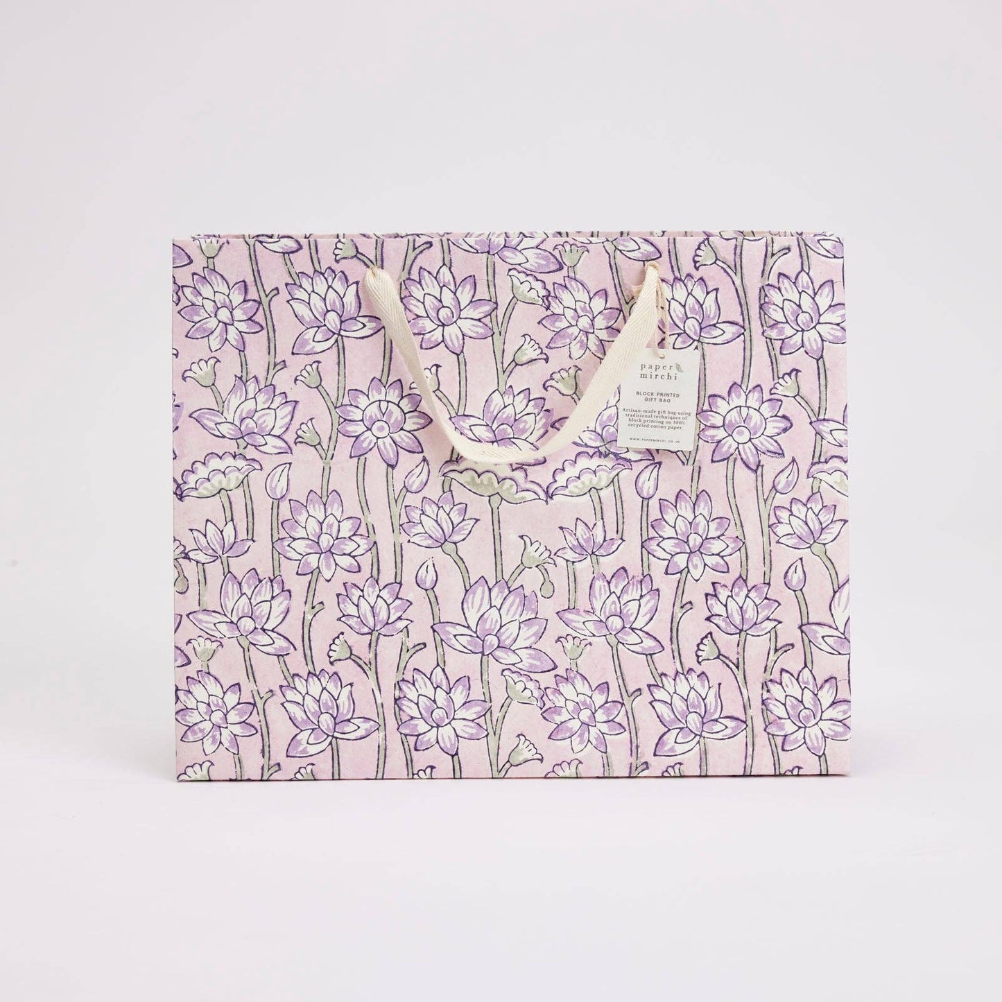Hand Block Printed Gift Bags (Large) - Lavender
