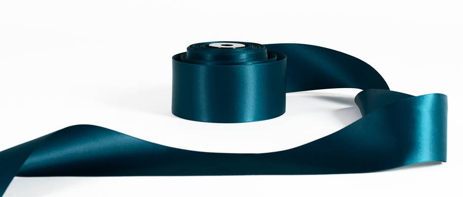 TEAL Luxury Double Faced Satin Silk Ribbon, 25mm x 3M
