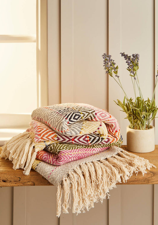 Multi Diamond Handloom Cotton Throw