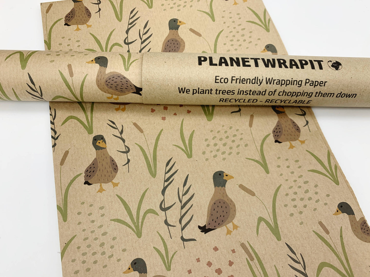 Duck Print Recycled Kraft Gift Wrapping Paper