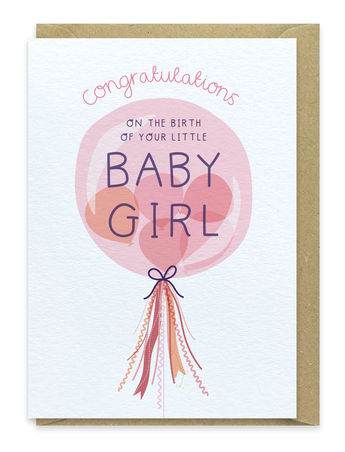 Baby Girl Balloon – New Baby Card