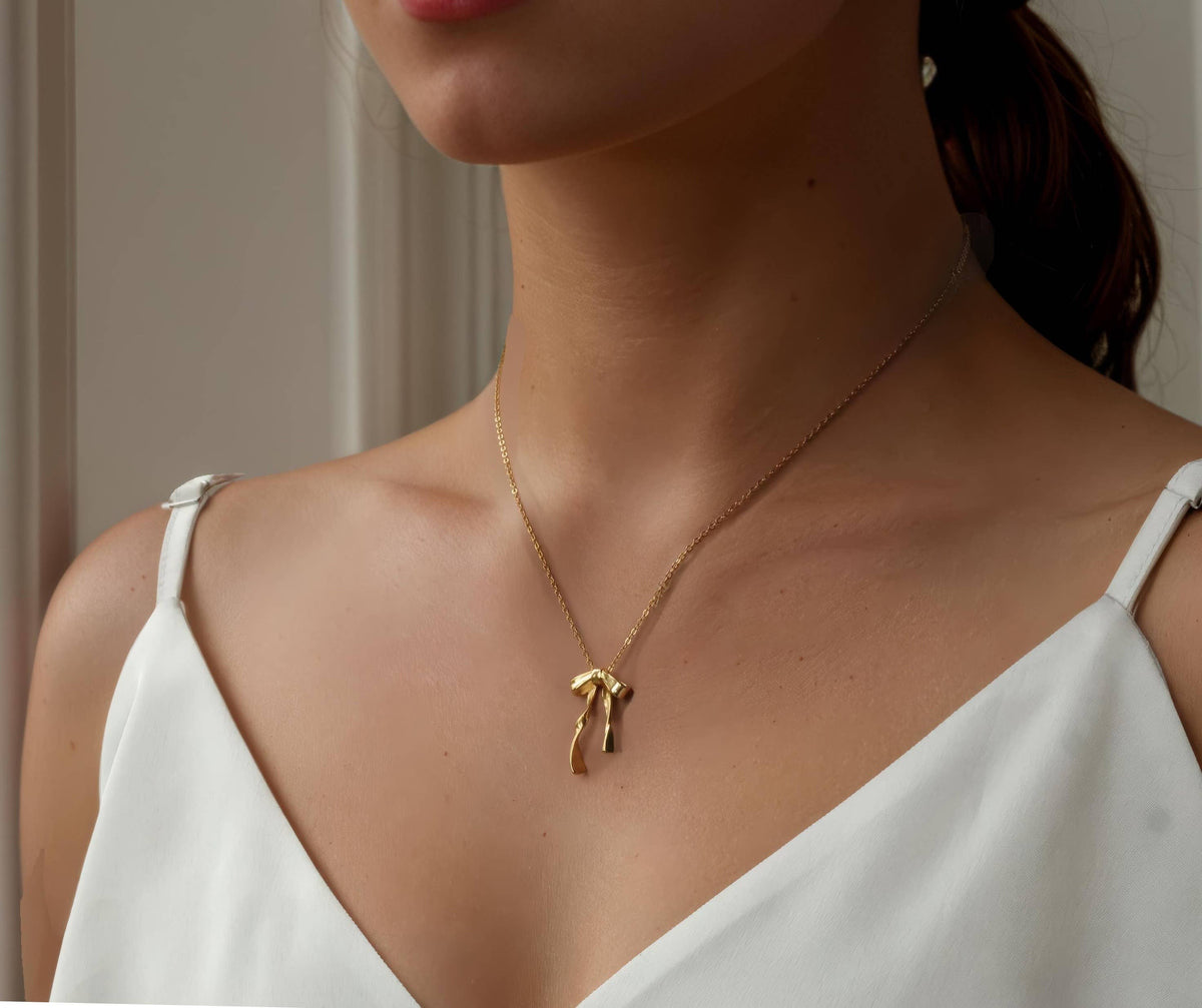 Gold Vermeil Bow Necklace