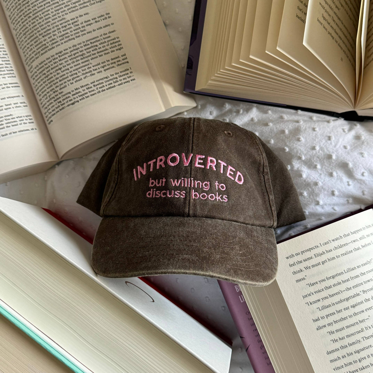 Introverted but willing to discuss books Embroidered Cap