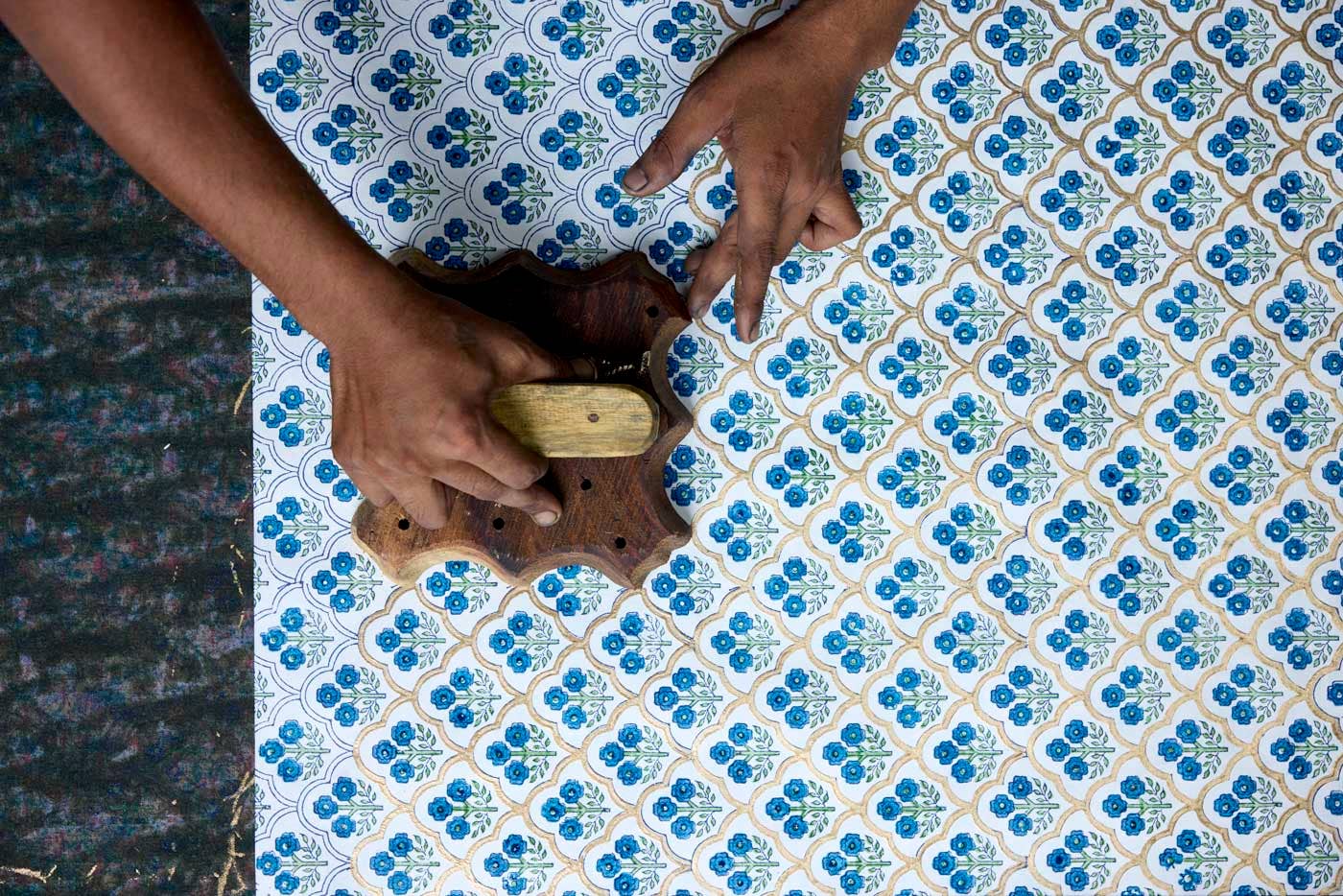 Hand Block Printed Greeting Card - Trellis Indigo