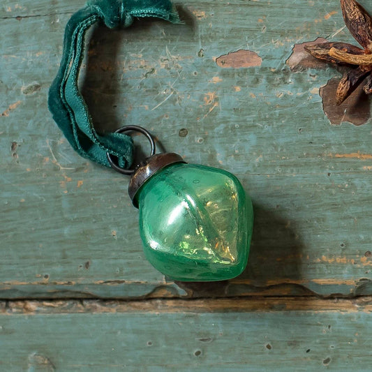 Mini Opalescent Green Hexadrop Bauble