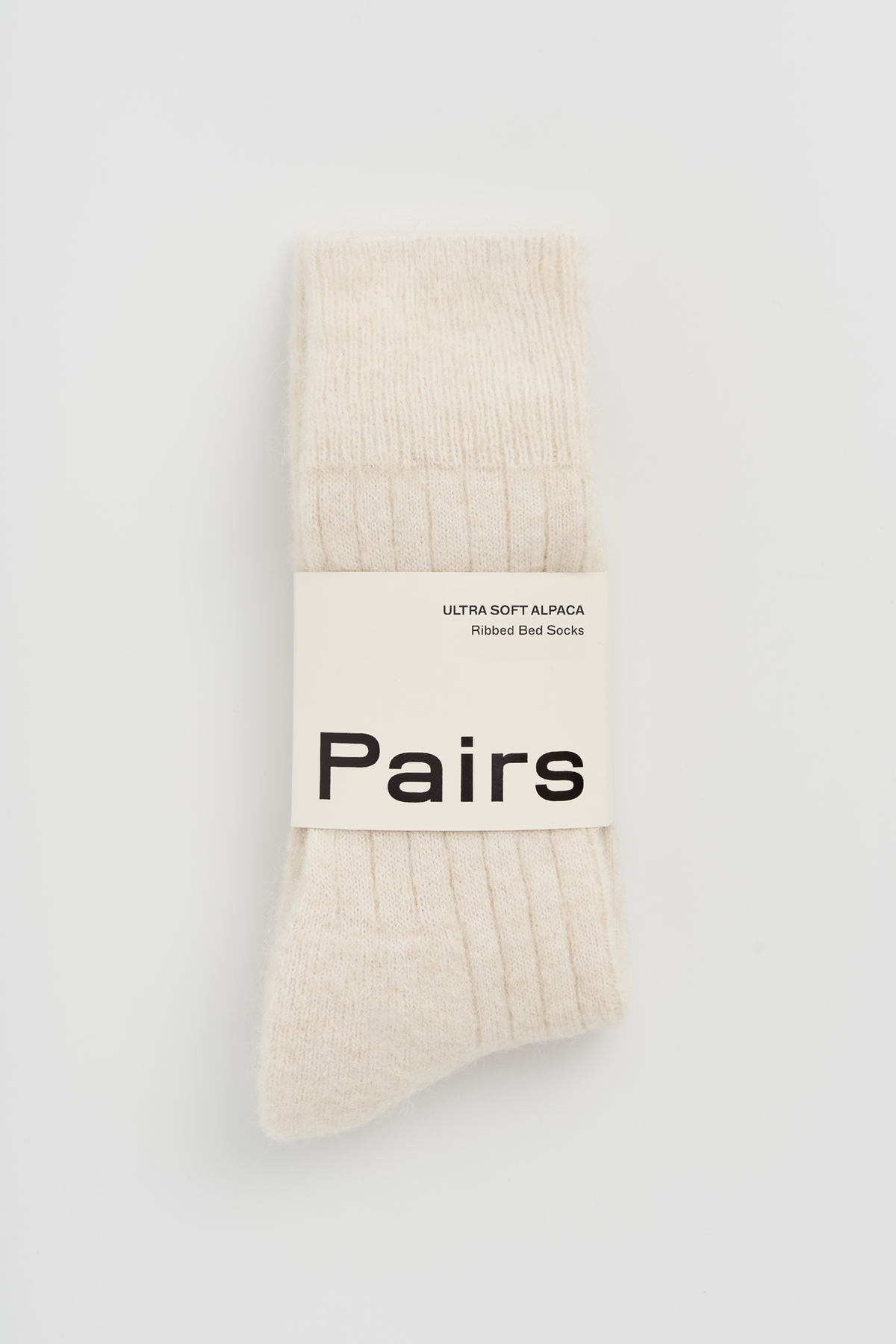 Clotted Cream Ultra Soft Alpaca Ribbed Bed Socks