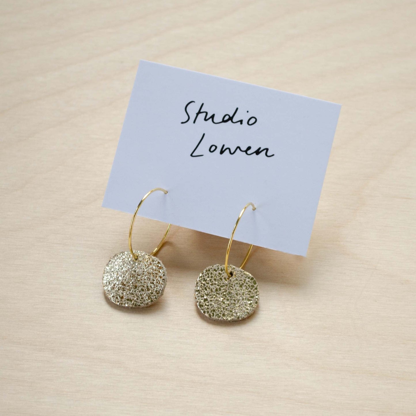 Sun Disc Charm Hoop Earrings