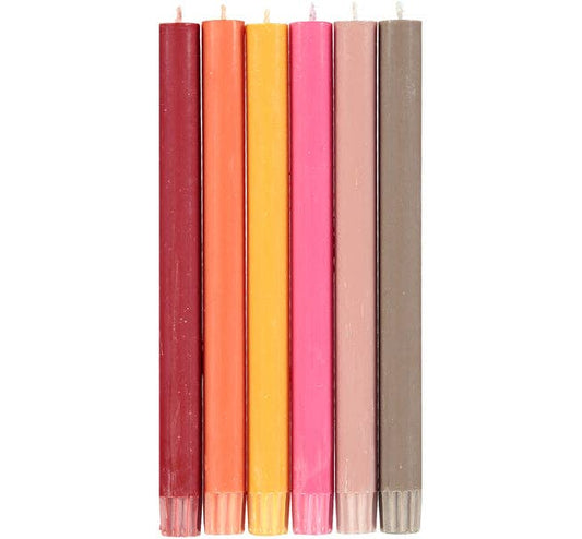 Mixed Set Warm Rainbow Eco Dinner Candles, 6 per pack