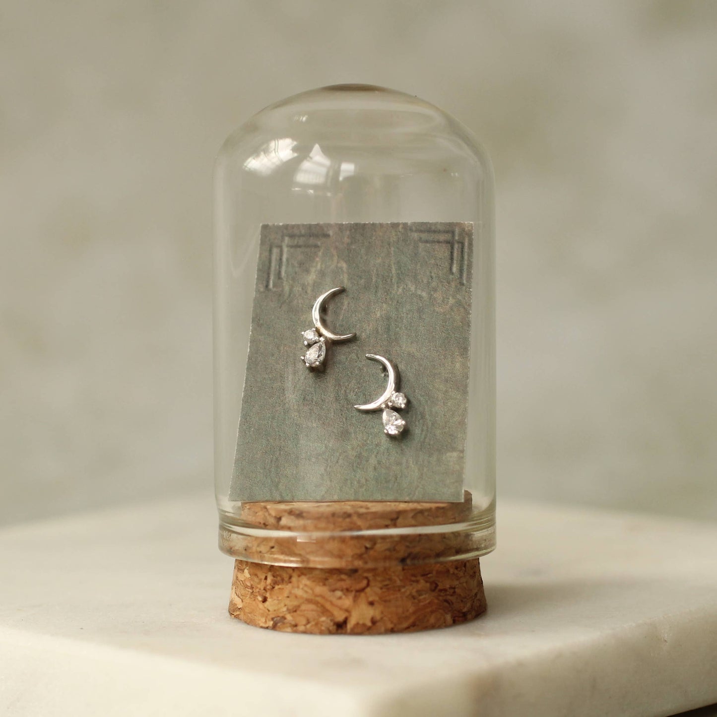 Sterling Silver Moon Stud Earrings