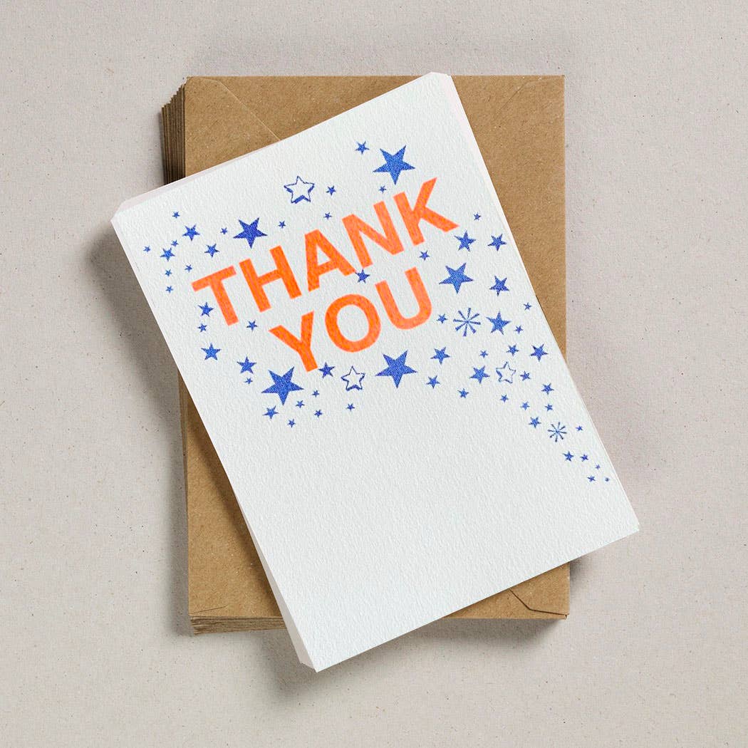 A6 Thank You Notecards - Thank You Starburst - Blue