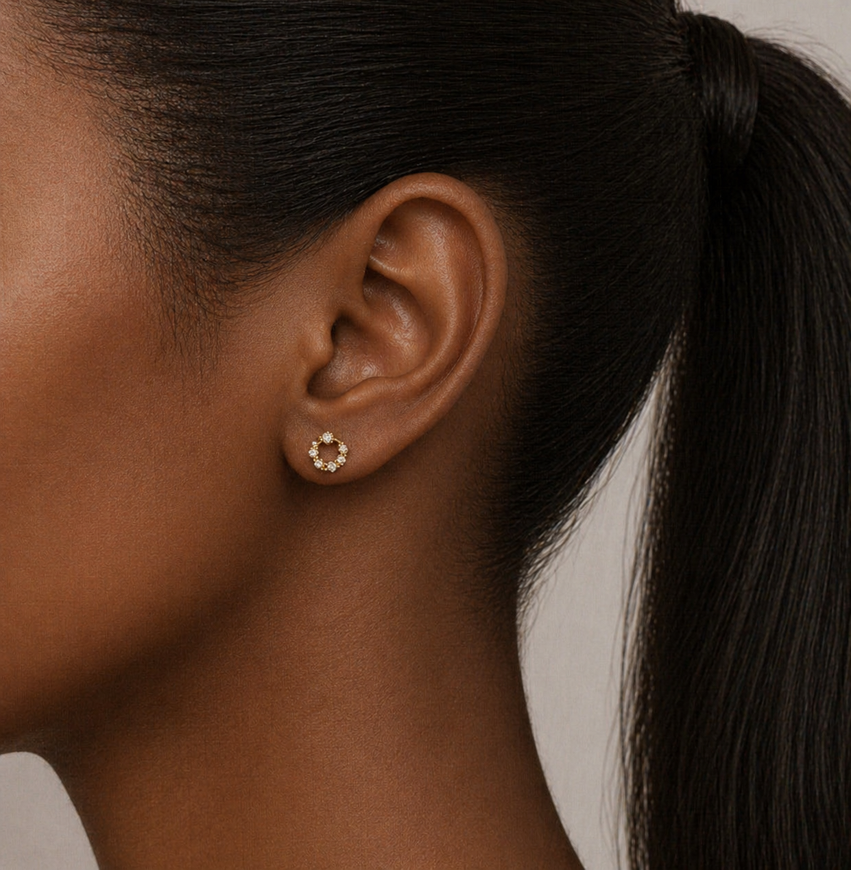 Pave Circle Stud Earrings