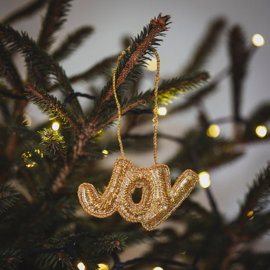 Gold Embroidered 'JOY'