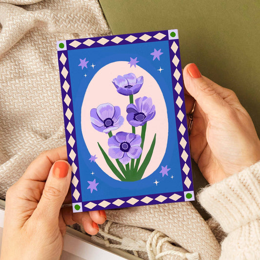 Anemone Flower + Sparkle Card | Just Because, Any Occasion