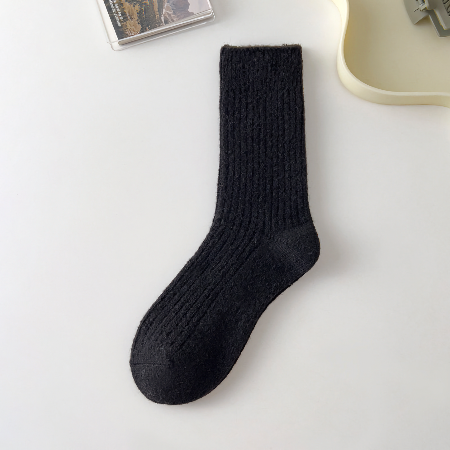 Solid Cashmere Warm Socks & Striped Wool Socks for Winter