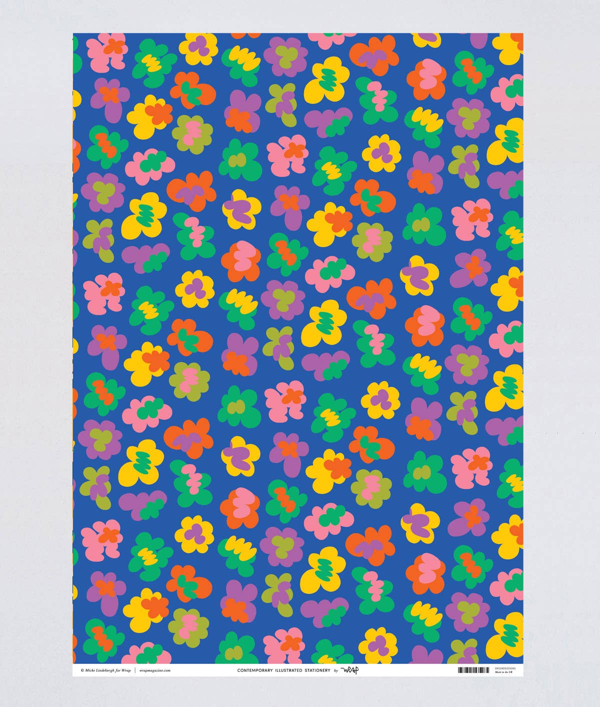 Flower Burst Blue Gift Wrap