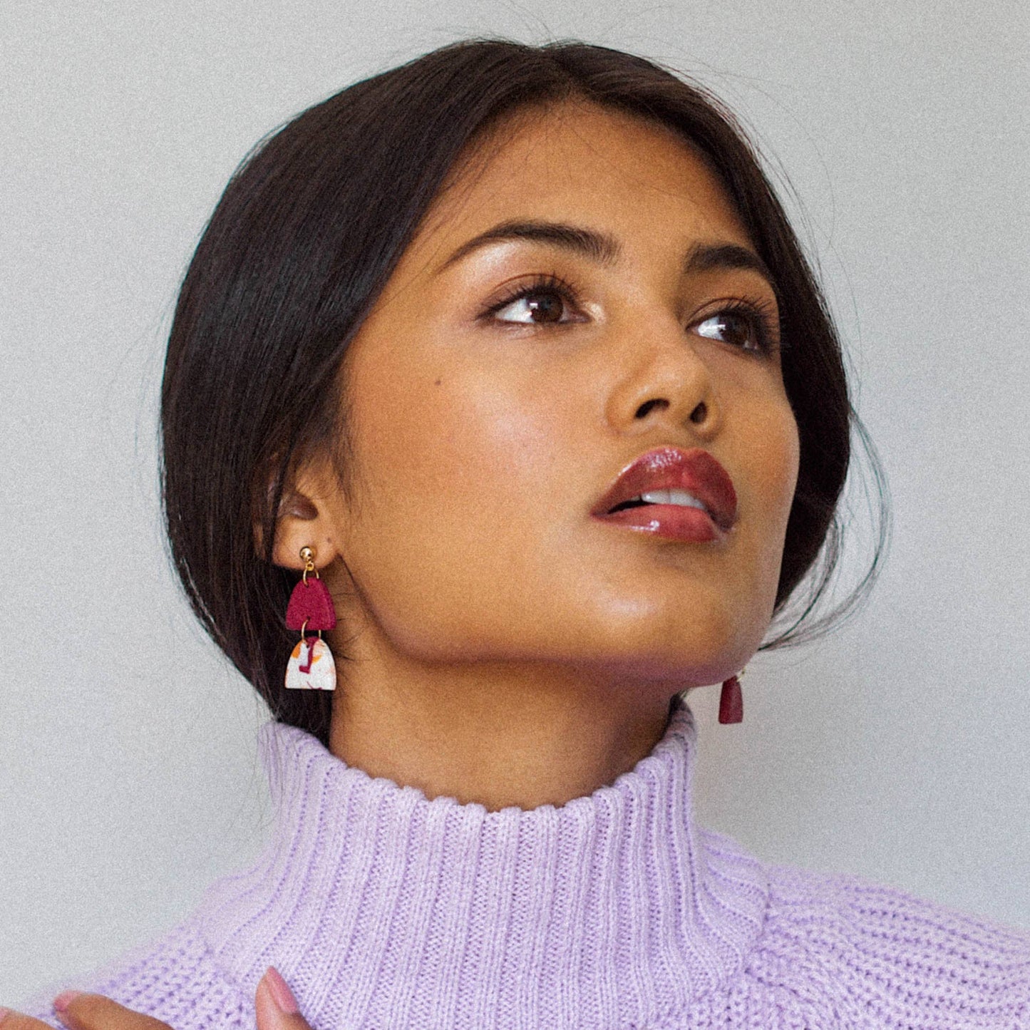 Two by Two Earrings in Teal, Lilac and Chartreuse