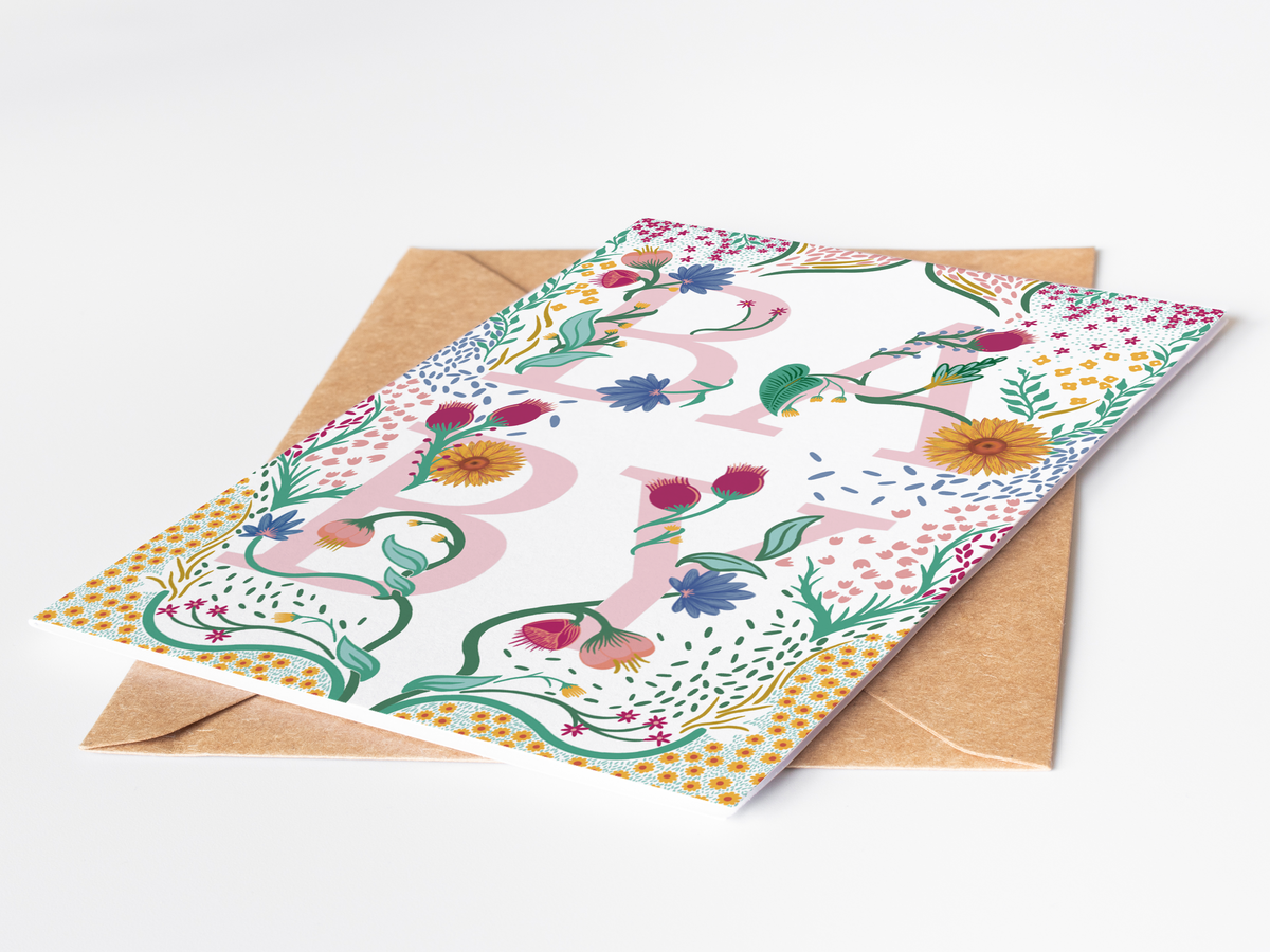 New Baby Card | Pretty Floral | Pink Girl Boy