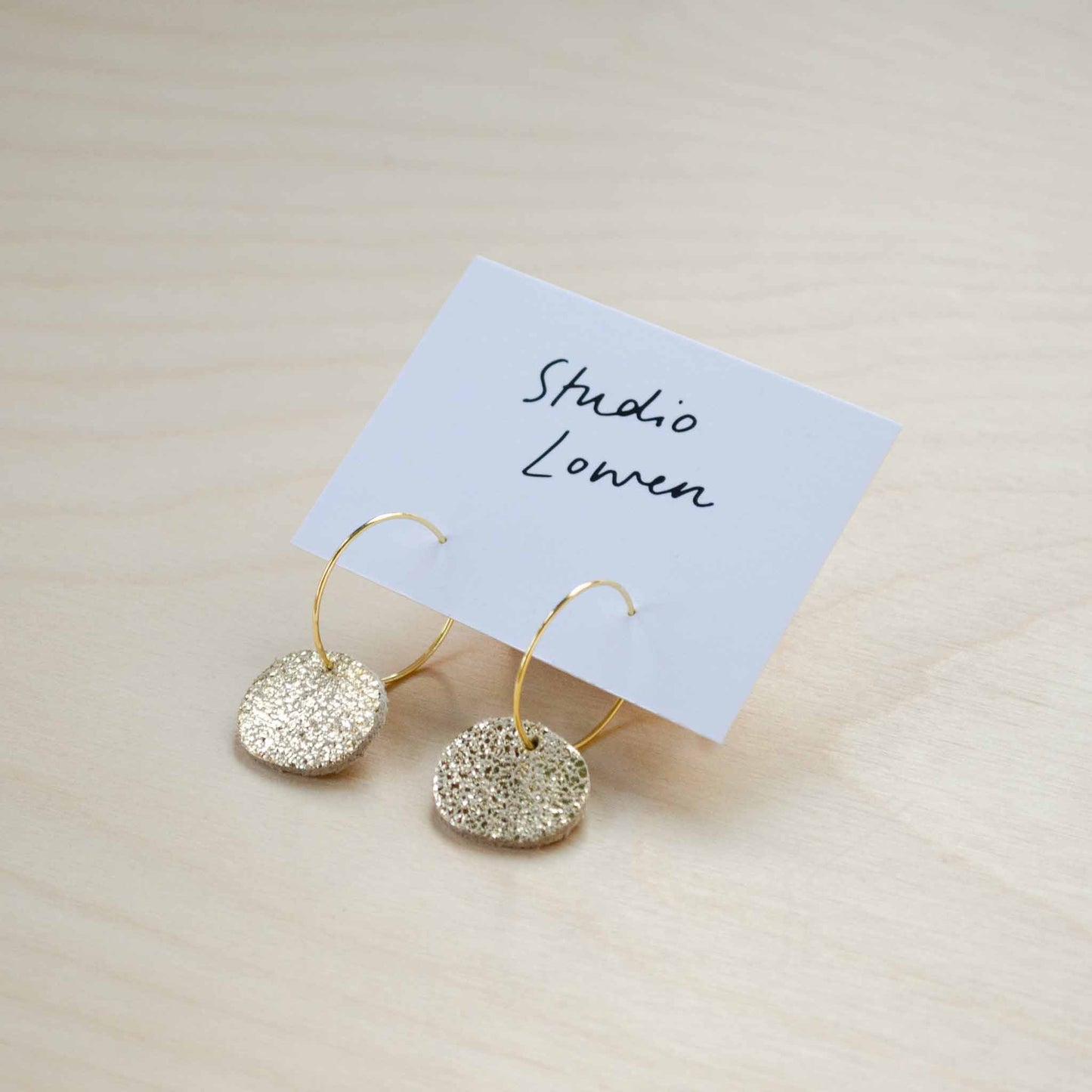 Sun Disc Charm Hoop Earrings