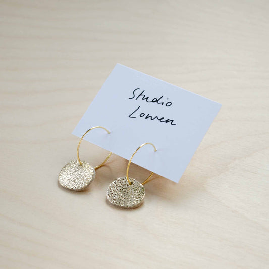 Sun Disc Charm Hoop Earrings
